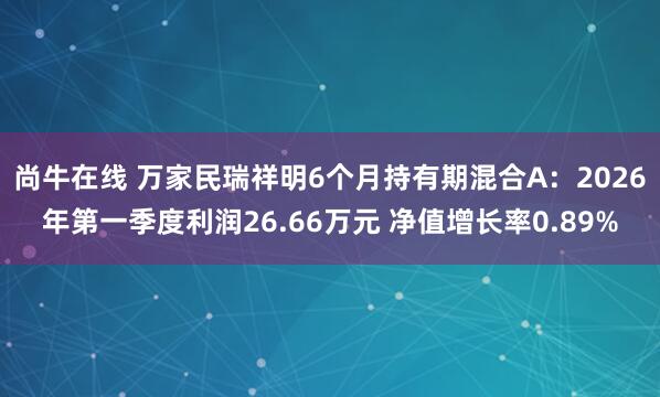 尚牛在线 万家民瑞祥明6个月持有期混合A：2026年第一季度利润26.66万元 净值增长率0.89%