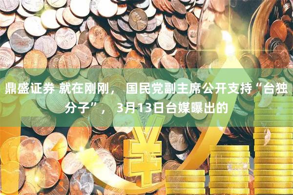 鼎盛证券 就在刚刚， 国民党副主席公开支持“台独分子”， 3月13日台媒曝出的