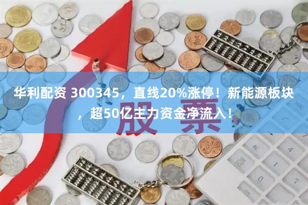 华利配资 300345,直线20%涨停!新能源板块,超50亿主力资金净流入!