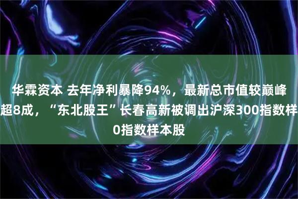 华霖资本 去年净利暴降94%，最新总市值较巅峰期跌超8成，“东北股王”长春高新被调出沪深300指数样本股