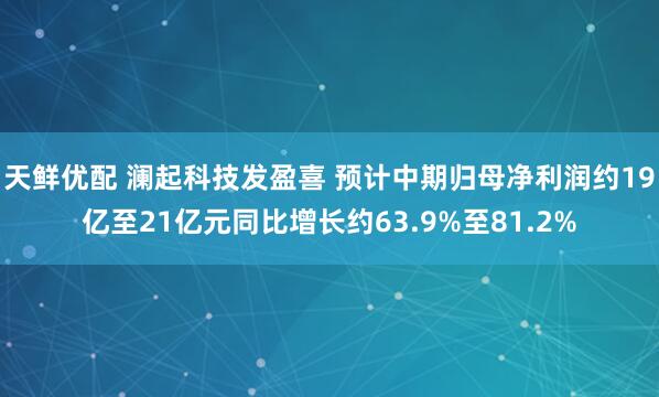 天鲜优配 澜起科技发盈喜 预计中期归母净利润约19亿至21亿元同比增长约63.9%至81.2%